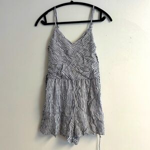 Striped Romper in White and Blue. Size S/M